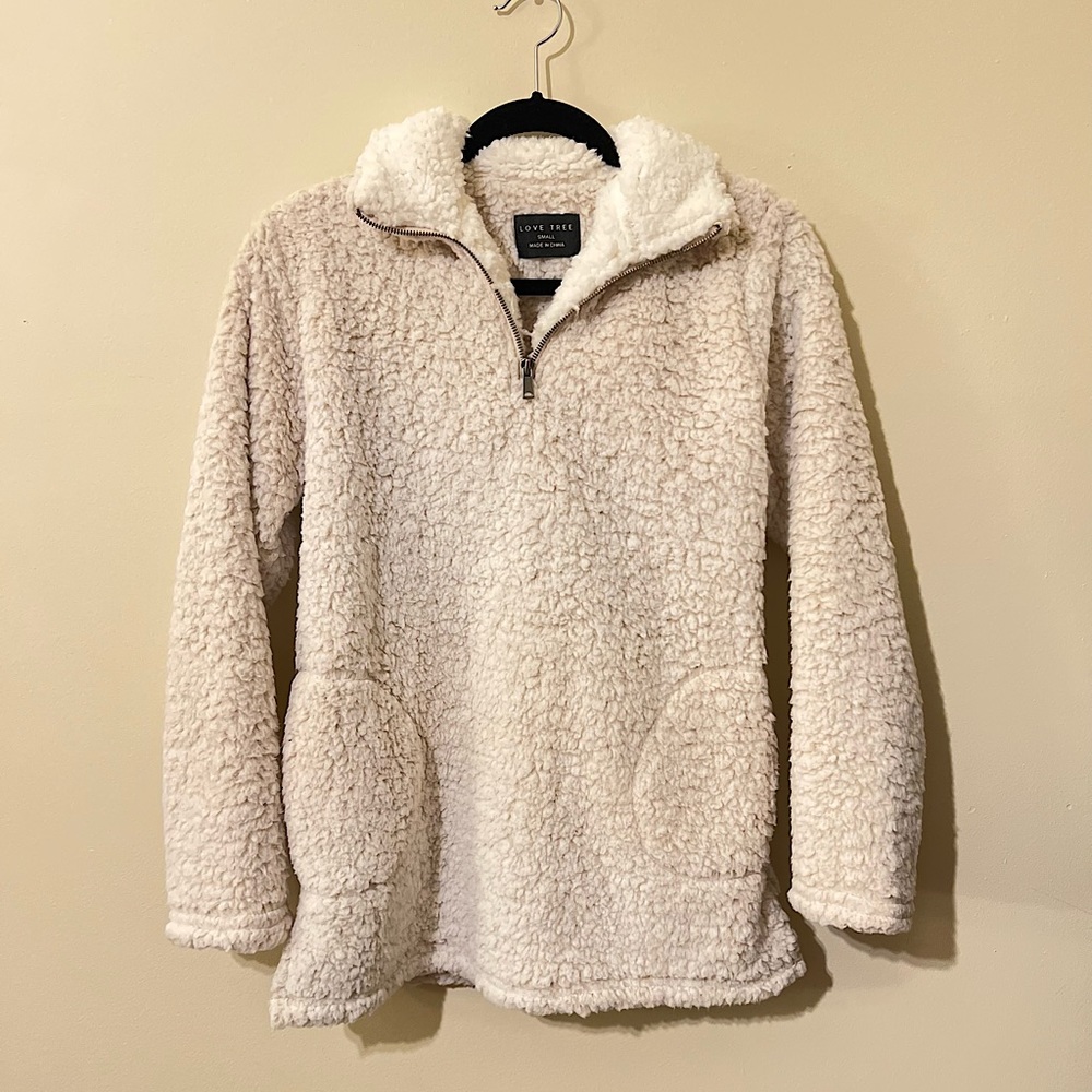 NWOT Sherpa Fleece Quarter zip pullover